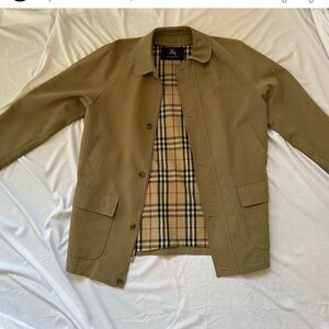 Burberry Mid-Length Trench/Car Coat with Zip-Out Lining, Tan/Plaid, Large